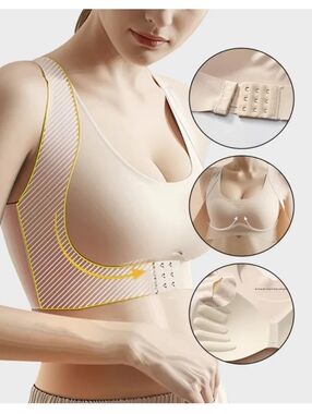 SHECURVE Posture Management Nude Comfort Bra - Lightweight Support Size Large